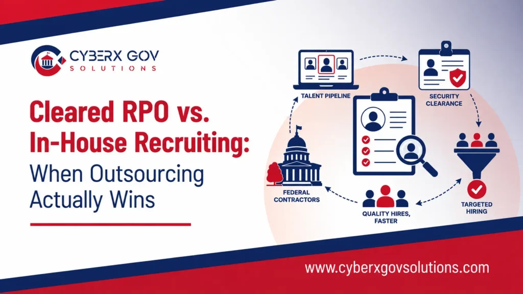 Cleared RPO vs in-house recruiting comparison for federal contractors hiring security-cleared talent