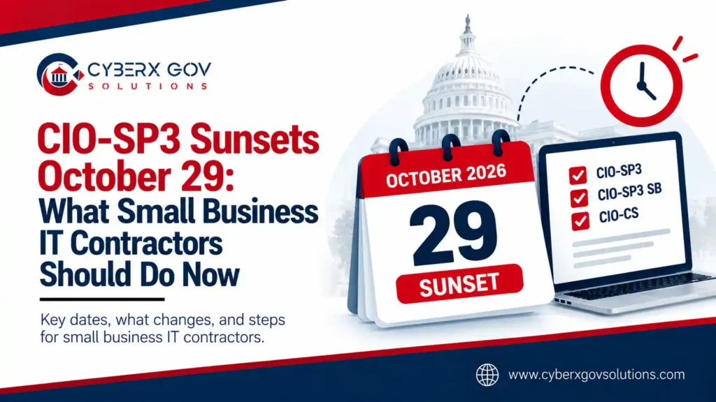 CIO-SP3 sunset on October 29 2026 with NITAAC GWAC transition dates for IT contractors
