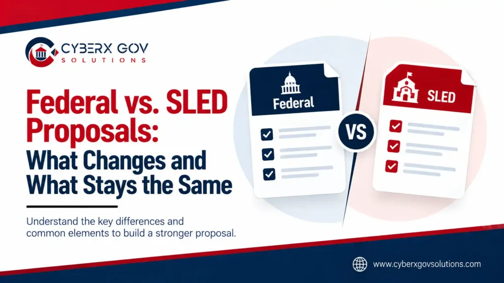 Federal vs. SLED proposals showing differences in government contracting requirements